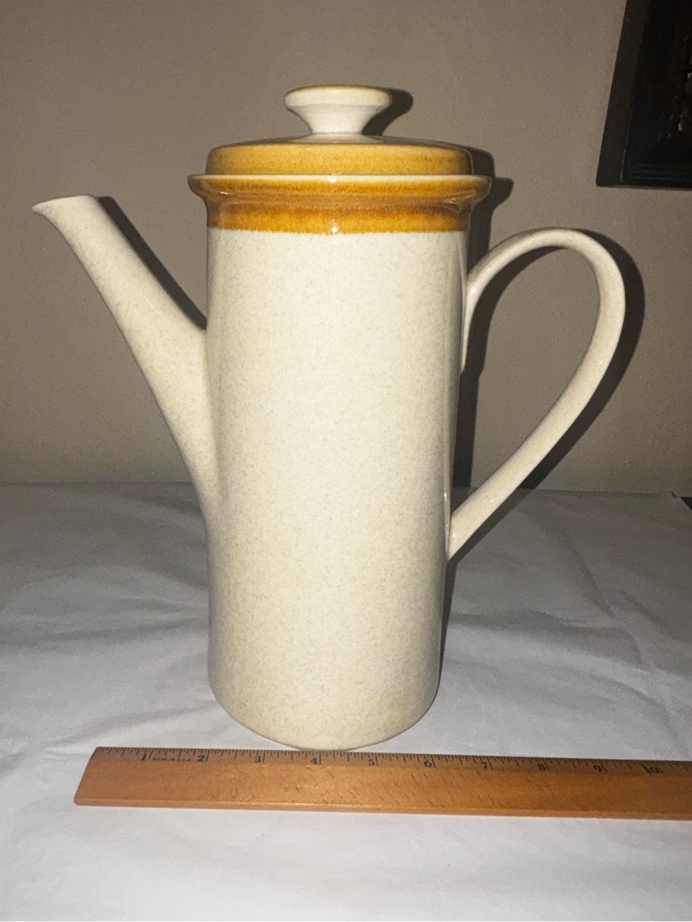 Vintage Mikasa Whole Wheat Stone Manor F5800 Tall Tea Coffee Pot Japan